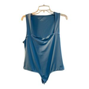 Aeropostale Womens Bodsuit Size Extra Large Blue Solid Sleeveless Square Neck